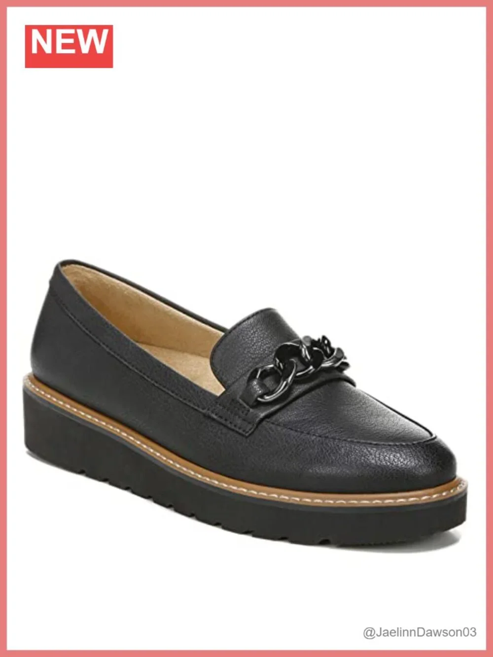 Naturalizer Emmal Lug Sole Slip-On Loafer Lightweight Chain Detail